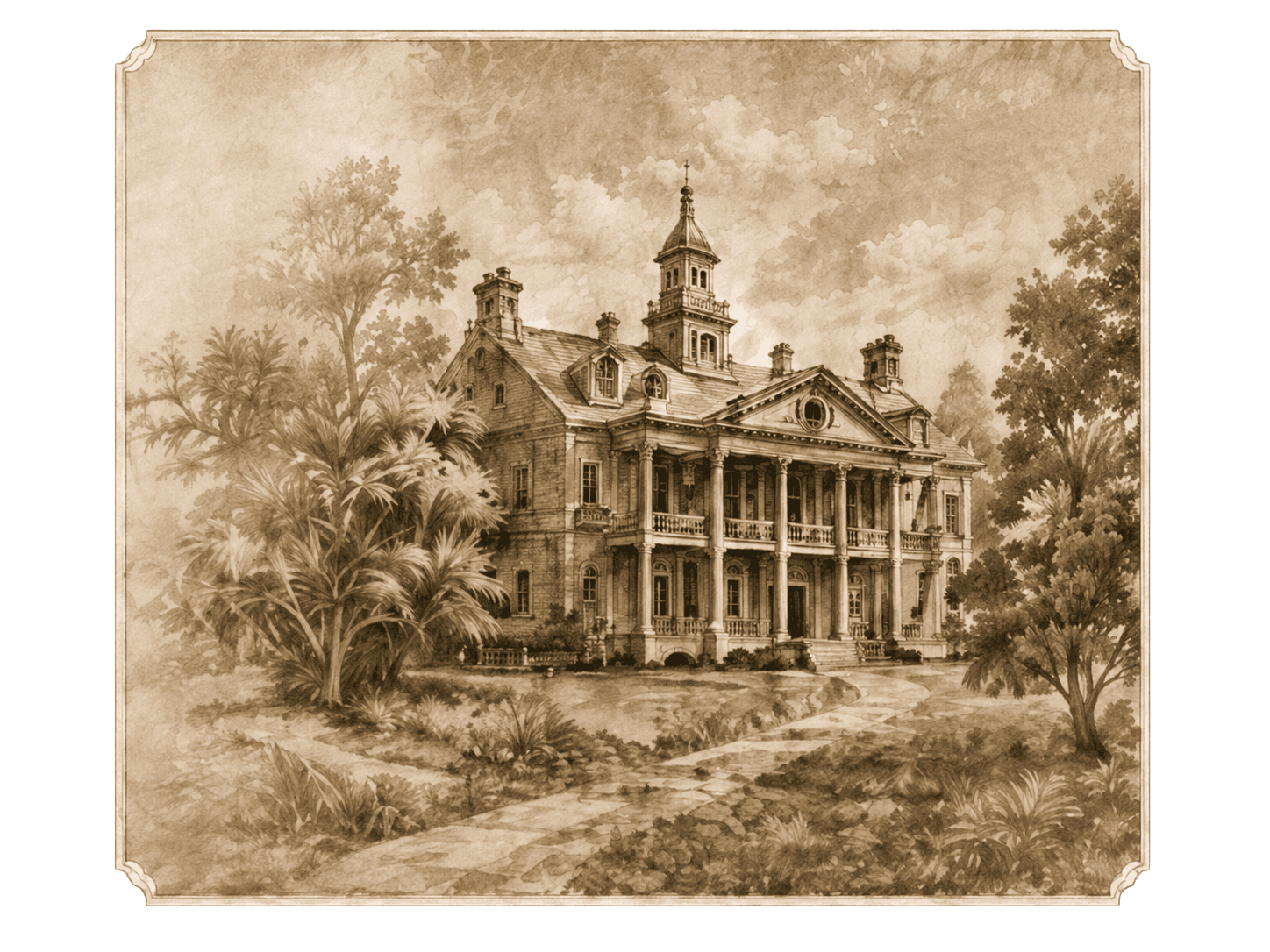 Vintage illustration of The Barrel Drip estate